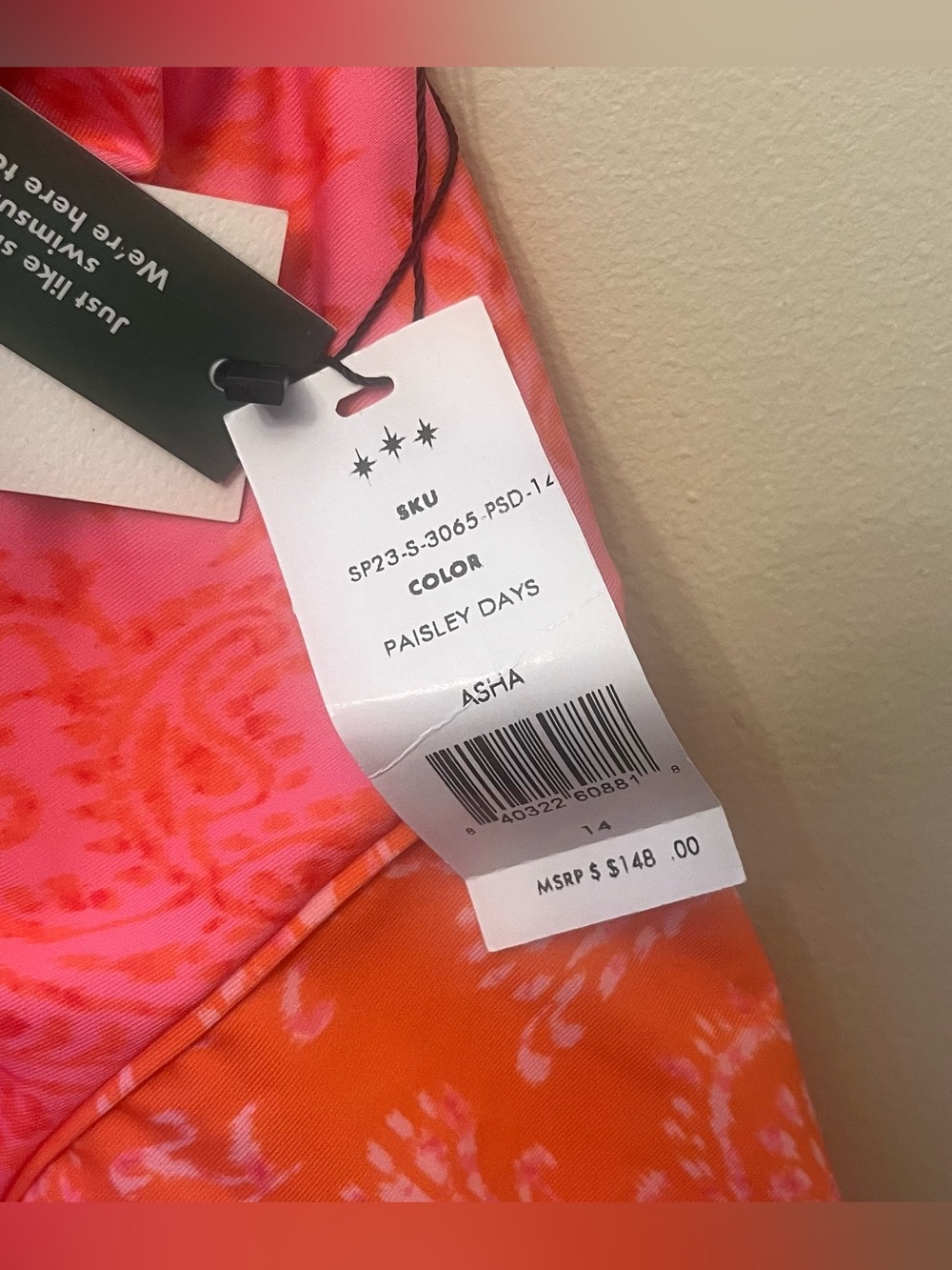 NWT $148 Hermoza Asha One Piece Swimsuit Womens Size 14 Paisley Days Orange Pink - Picture 7 of 9